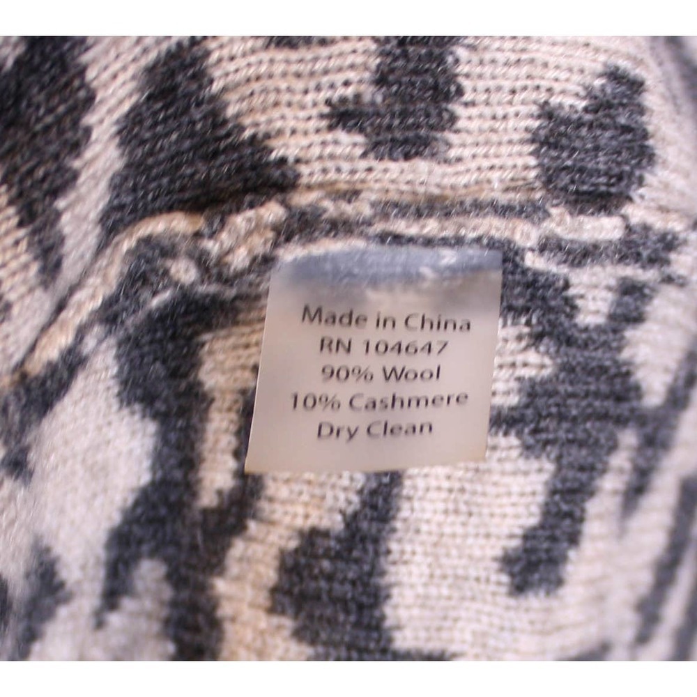 Kinross Cashmere Cardigan Jacket Sweater Full Zip Animal Print Knit Gray… - Picture 4 of 4